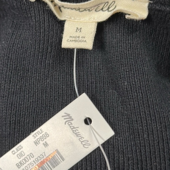 Madewell Fill Zip Top Ribbed Long Sleeve Collared  Jet Black NWT M - Picture 6 of 8